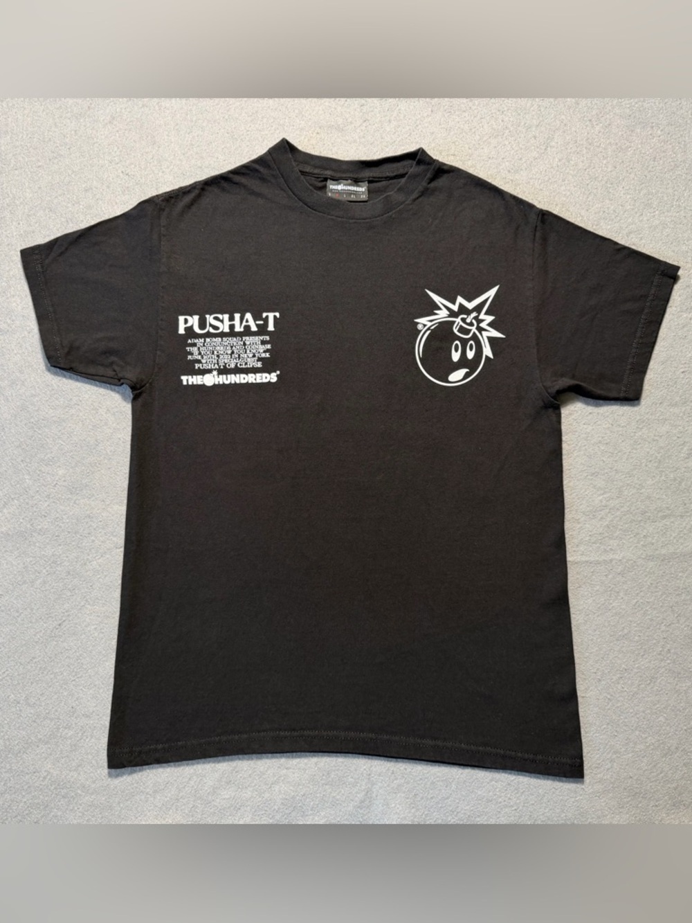 The Hundreds Pusha T Adam Bomb T Shirt Mens Medium Black NYC Hip Hop Rare